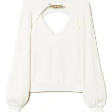 Блузка в рубчик с цепочкой