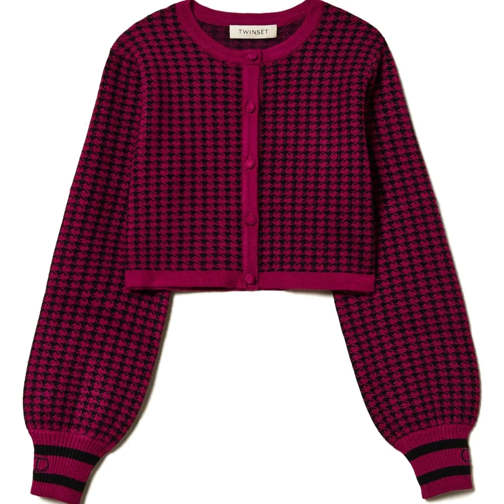 Жаккардовый кардиган в ломаную клетку