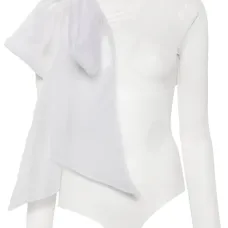 Полупрозрачное боди с бантом