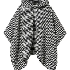 Пончо в ломаную клетку с капюшоном Пончо в ломаную клетку с капюшоном