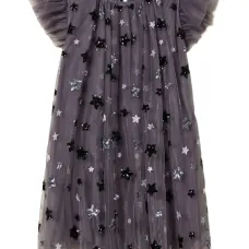 Платье с оборчатыми рукавами и украшением в виде звезд
