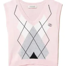 Жилет с V-образным вырезом и ромбовидным узором (аргайл) Жилет с V-образным вырезом и ромбовидным узором (аргайл)