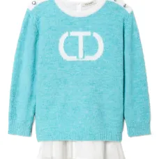 Платье из букле с овальным логотипом-T