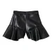 Шорты из искусственной кожи с оборкой по подолу