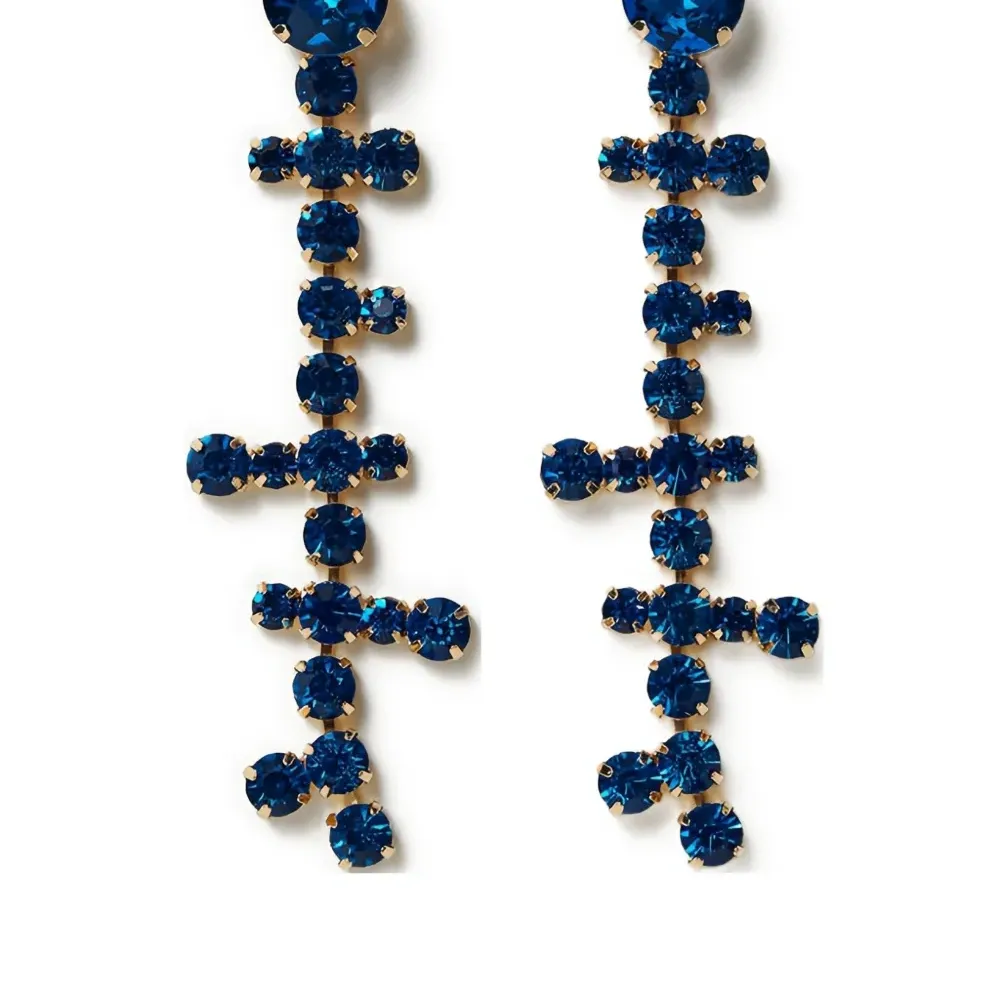 Серьги-подвески, украшенные кристаллами