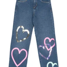 Джинсы с декором heart