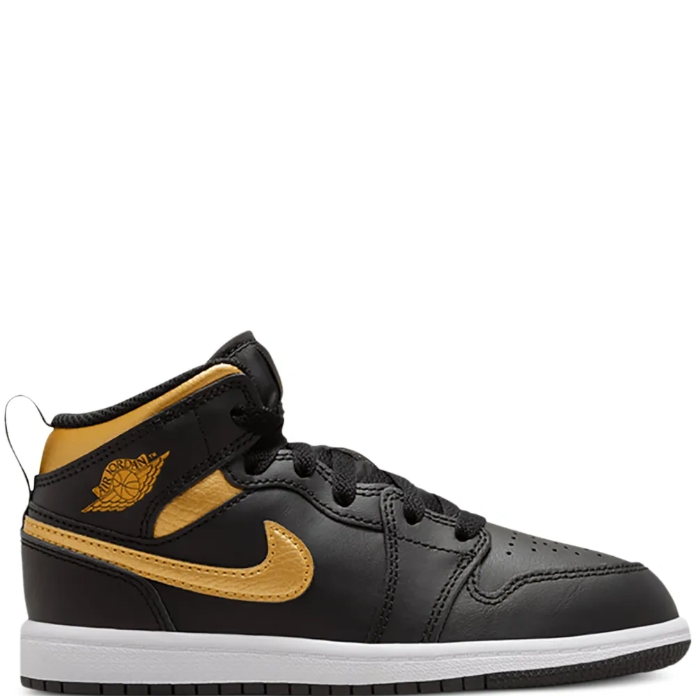 Кроссовки Air Jordan 1 Mid Black/White/Metallic Gold Кроссовки Air Jordan 1 Mid Black/White/Metallic Gold