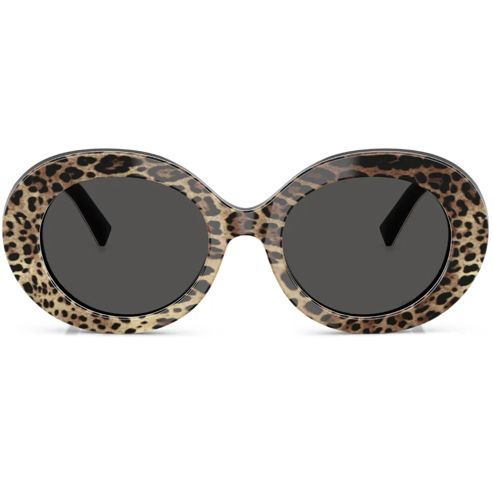 Солнцезащитные очки в круглой оправе с леопардовым принтом