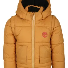 Пуховик с капюшоном и логотипом