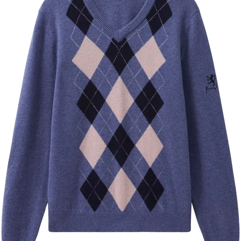 Свитер с V-образным вырезом и узором аргайл