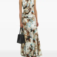 Макси-платье без рукавов с драпировкой