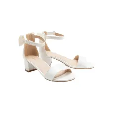 Атласные босоножки на блочном каблуке