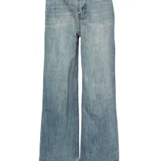 Джинсы свободного кроя с бахромой