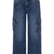 Широкие джинсы с нашивкой-логотипом