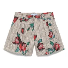 Шорты в клетку Prince of Wales с принтом Rose