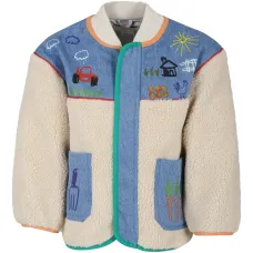 Куртка из искусственного меха с джинсовой отделкой