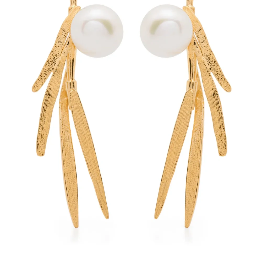 Серьги Bamboo Leaf с жемчугом