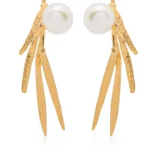 Серьги Bamboo Leaf с жемчугом