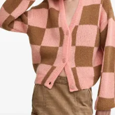 Клетчатый кардиган с длинными рукавами Клетчатый кардиган с длинными рукавами
