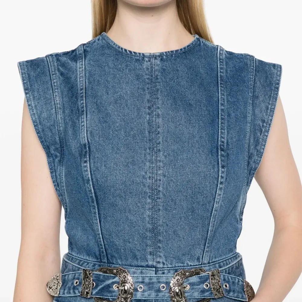 Джинсовое платье миди