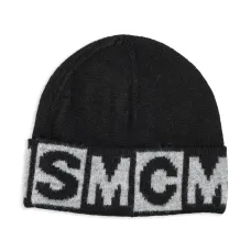 Шапка бини вязки интарсия с логотипом Шапка бини вязки интарсия с логотипом