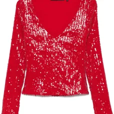 Топ с V-образным вырезом и пайетками
