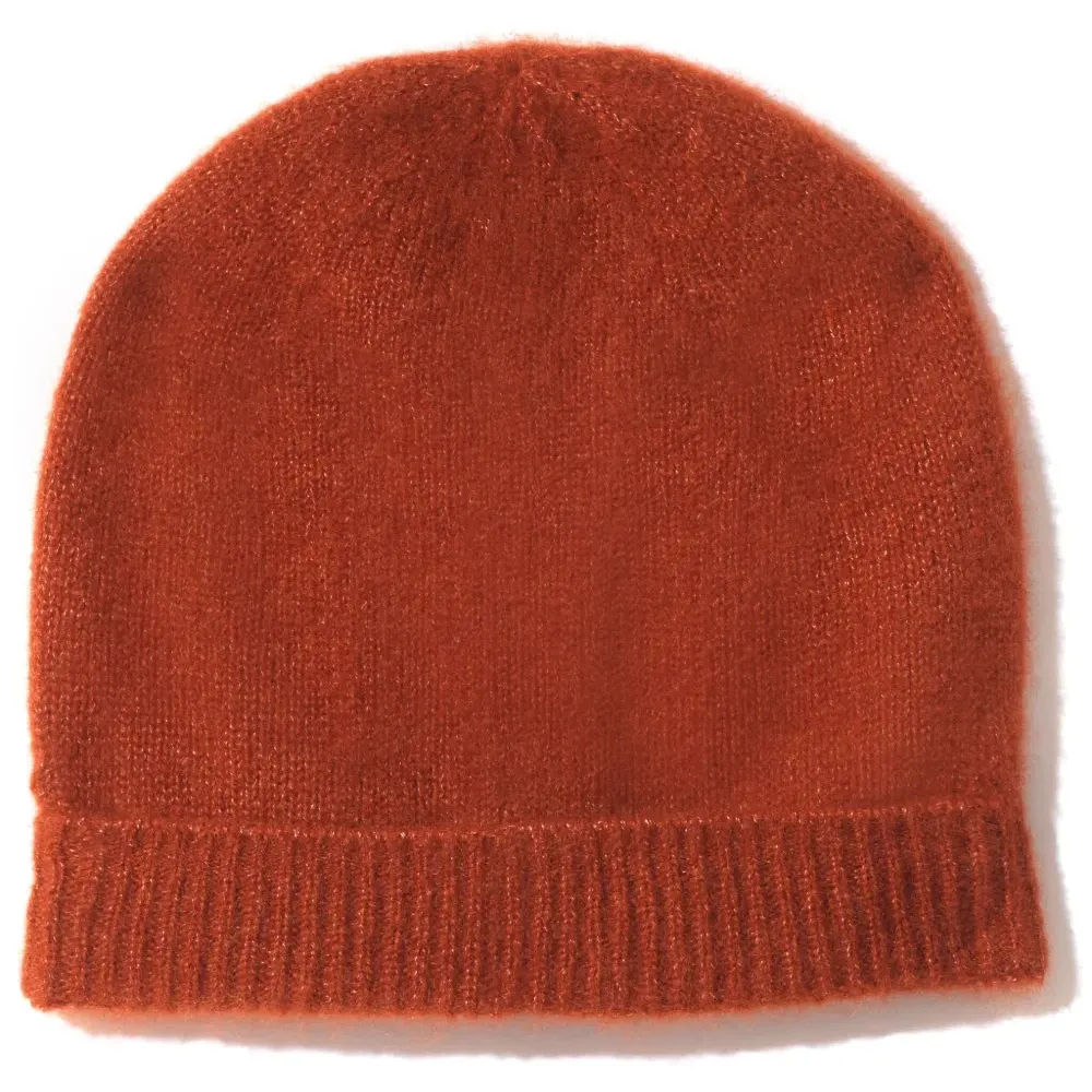 Кашемировая шапка бини с подворотом