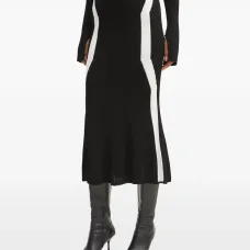 Юбка миди со вставками в рубчик