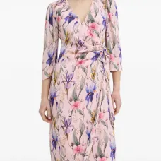 Миди-платье на запах с цветочным принтом