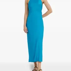 Платье миди с вырезом халтер и открытой спиной