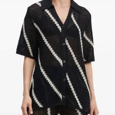 Полосатый кардиган с короткими рукавами