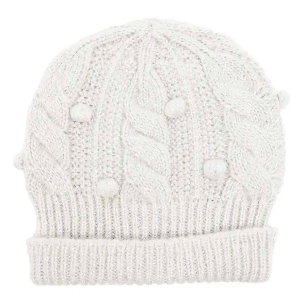 Шапка бини фактурной вязки с блестками