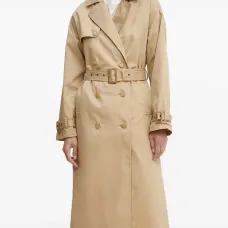 Двубортное пальто с поясом