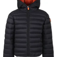 Пуховик с капюшоном и нашивкой-логотипом