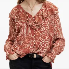 Топ Phoebe с оборками и змеиным принтом Топ Phoebe с оборками и змеиным принтом