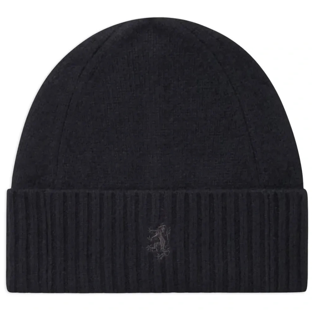 Кашемировая шапка бини с отделкой в рубчик