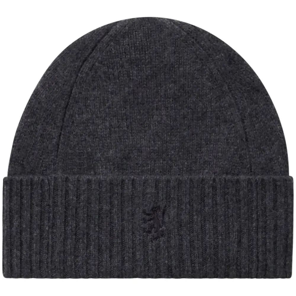 Кашемировая шапка бини с отделкой в рубчик