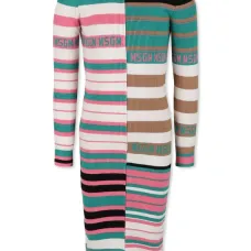 Платье в полоску вязки интарсия с логотипом Платье в полоску вязки интарсия с логотипом