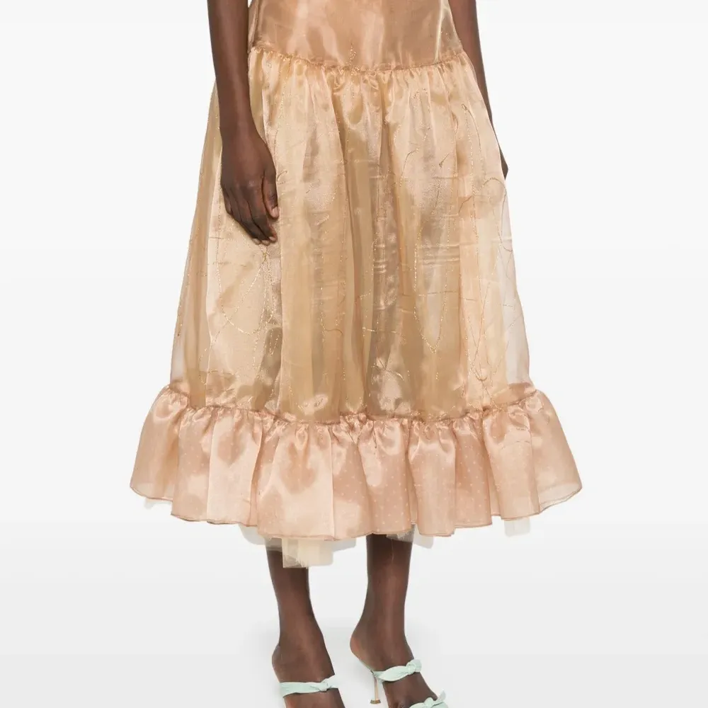 Юбка миди с эффектом металлик