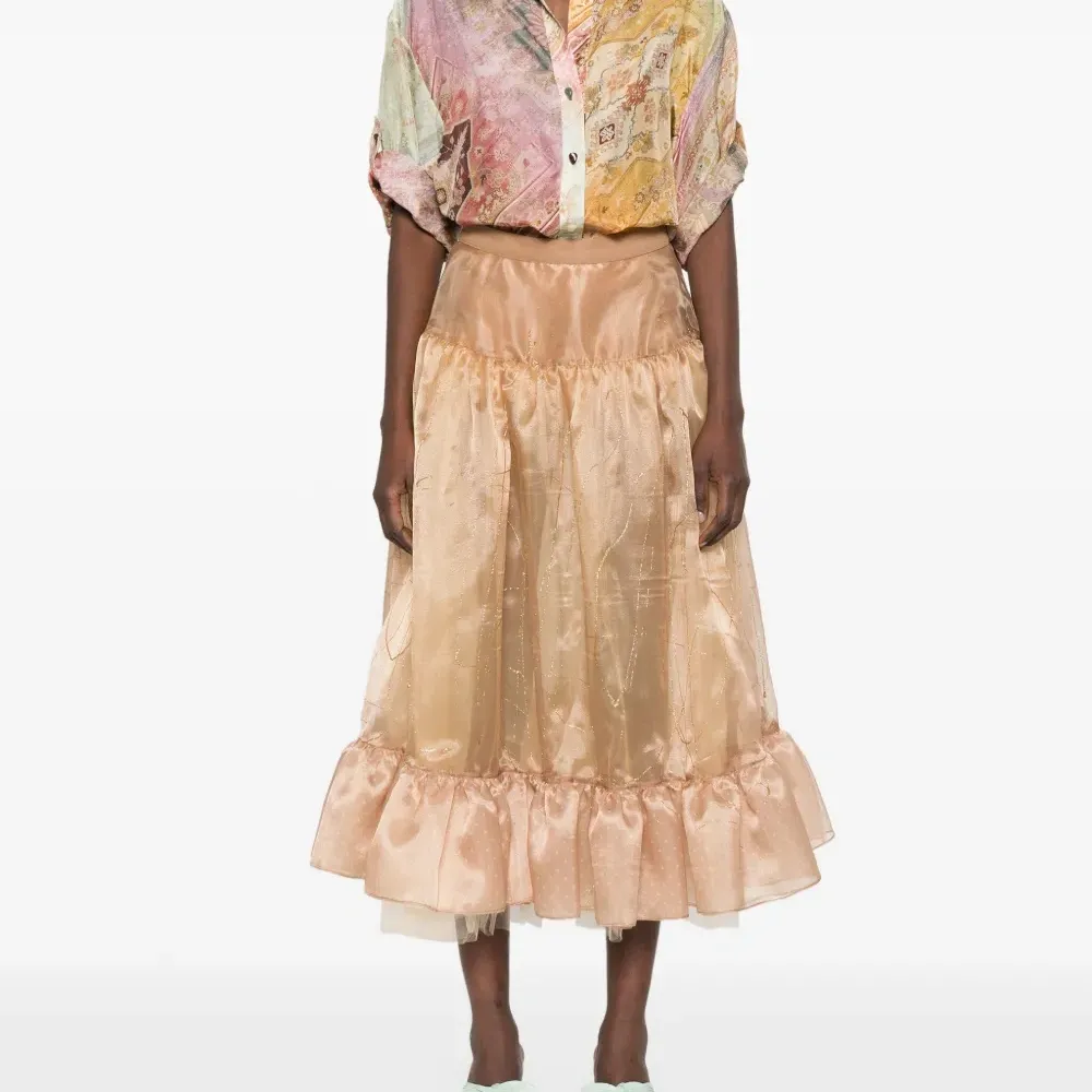 Юбка миди с эффектом металлик