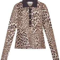 Топ с длинными рукавами и леопардовым принтом