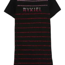 Платье мини с короткими рукавами и стразами