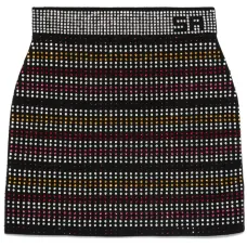 Юбка мини в полоску со стразами