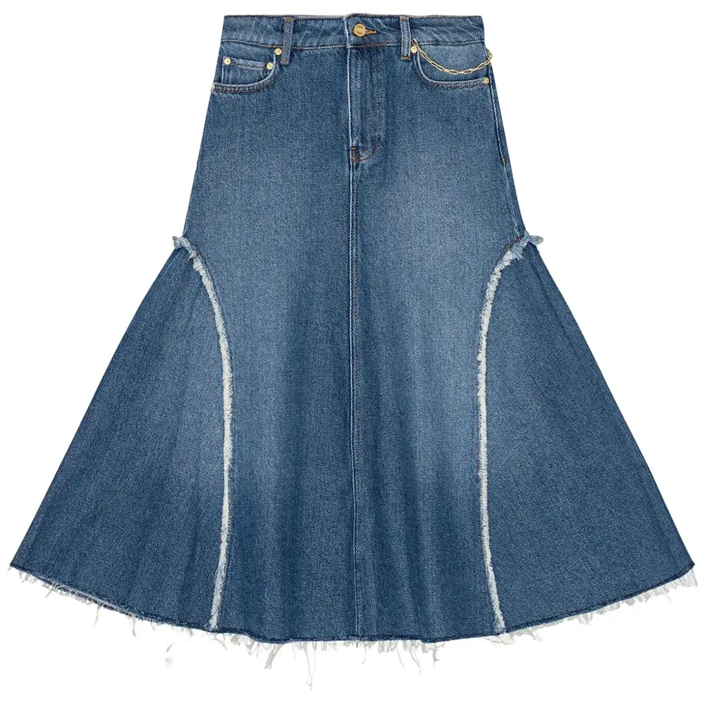 Джинсовая юбка миди