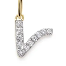 Подвеска в форме буквы V из желтого золота с бриллиантами