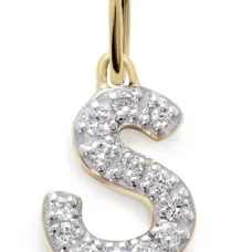 Подвеска в форме буквы S из желтого золота с бриллиантами