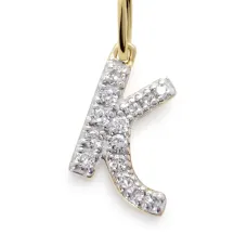 Подвеска в форме буквы K из желтого золота с бриллиантами Подвеска в форме буквы K из желтого золота с бриллиантами