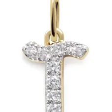 Подвеска в форме буквы T из желтого золота с бриллиантами