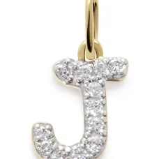 Подвеска в форме буквы J из желтого золота с бриллиантами Подвеска в форме буквы J из желтого золота с бриллиантами