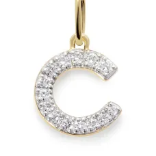 Подвеска в форме буквы C из желтого золота с бриллиантами
